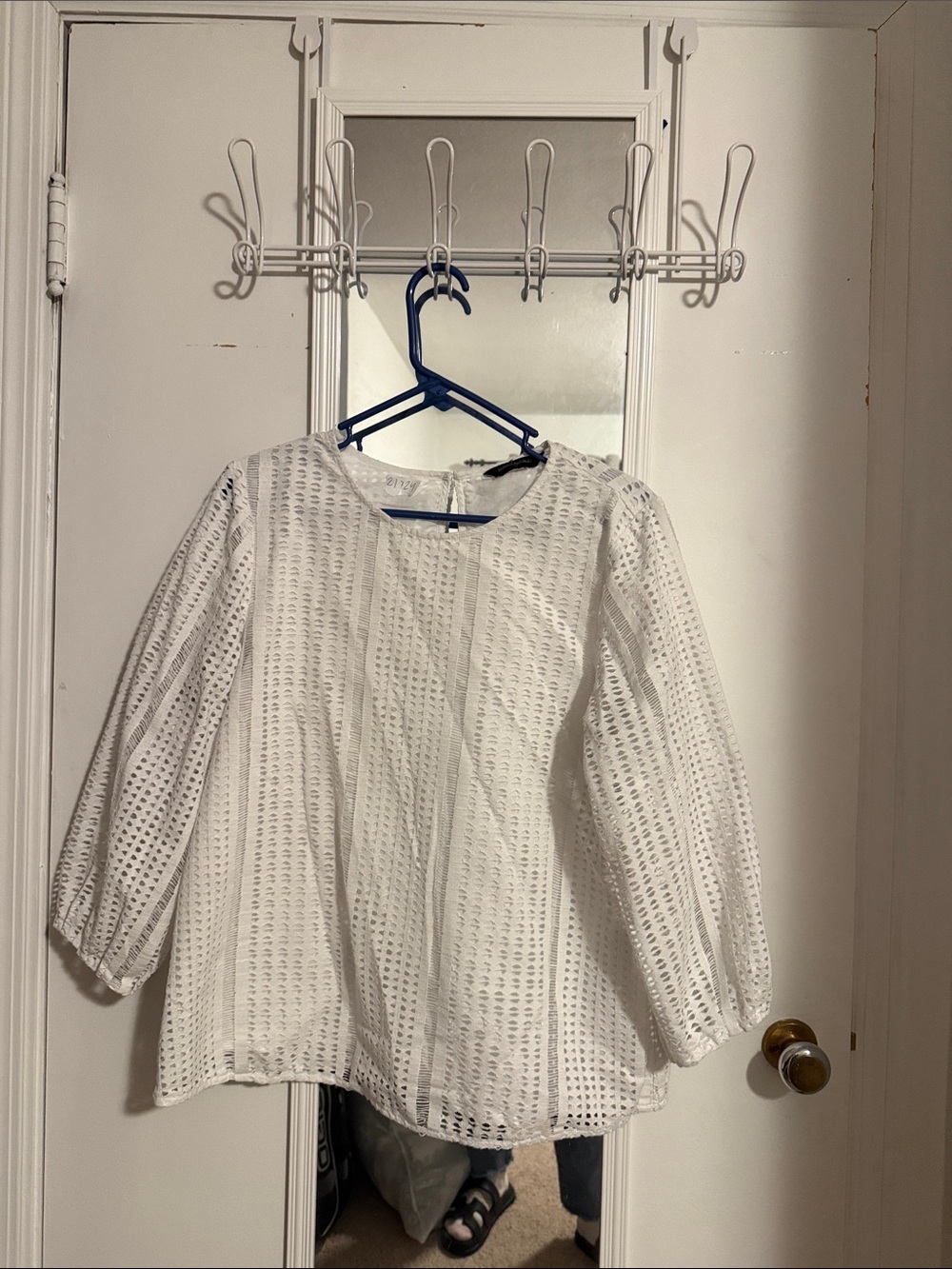 Banana Republic White Eyelet Long-Sleeve Blouse
